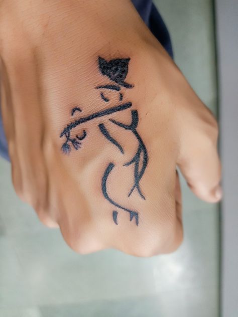 Tutoo Shree Krishna Tattoo Design, Shree Krishna Tattoo, Trishul Tattoo, Krishna Tattoo, Alphabet Tattoo, Alphabet Tattoo Designs, Krishna Hd, Band Tattoo Designs, Henna Tattoo Hand