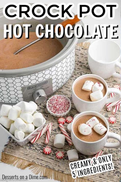 Homemade Hot Chocolate Crockpot, Crock Pot Hot Chocolate Recipe, Best Hot Chocolate Recipes, Hot Chocolate Ingredients, Hot Chocolate Recipe Homemade, Crock Pot Hot Chocolate, Crockpot Hot Chocolate, Fall Backyard, Homemade Hot Cocoa