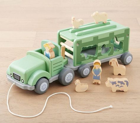 Farm Animal Shape-Sorter Pull Toy | Pottery Barn Kids Autumn Lookbook, Toddler Boy Toys, Farm Nursery, Baby Activities, Educational Toys For Toddlers, Farm Toys, Children Toys, Stacking Toys, Insulated Lunch Box