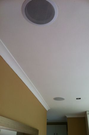 How to Mount Ceiling Speakers and Wirelessly Stream Music to Any Room in Your Home  @Heather Creswell Creswell Creswell Creswell Molding Lighting, Whole Home Audio, Ceiling Speakers, Audio Room, Home Speakers, House Speaker, Speaker System, Home Tech, Home Upgrades