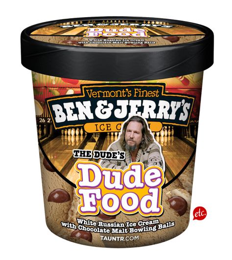 Is this real?   Its sounds good! Dude! Where can you buy this? Dude Food, Dairy Desserts, Bookish Stuff, Chocolate Malt, Big Lebowski, White Russian, Ben And Jerrys, Bookish Things, The Big Lebowski