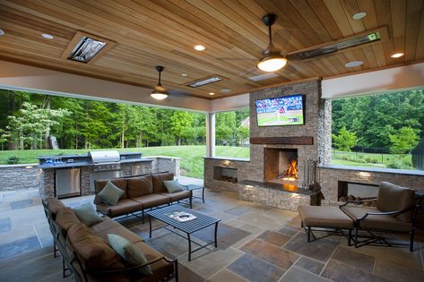 Design Per Patio, Covered Patio Design, Patio Remodel, Outdoor Living Space Design, Outdoor Covered Patio, Flagstone Patio, Outdoor Living Rooms, Outdoor Kitchen Patio, Have Inspiration