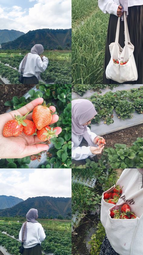 Kebun Strawberry, Feminim Style Outfit, Filter Instagram, Tutorial Hijab, Pose Idea, Edit Photos, Poses For Photos, Instagram Filter, Story Inspiration