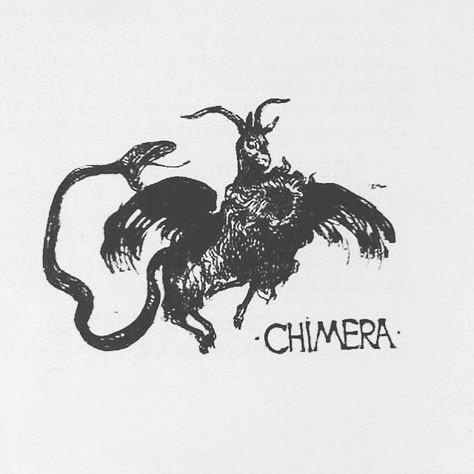 nemi on Instagram: “Chimera Zenon Przesmycki Warszawa: Self-published, 1901.” Chimera Illustration, Chimera Aesthetic, Chimera Tattoo, Chimera Art, Ancient Art Tattoo, Austin Osman Spare, Garden Witch, Alchemy Art, Dungeon Meshi