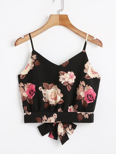 Western Tops Women, Girly Tops Blouses, Knitted Crop Tank Top, Floral Cami, Women Tank Tops, Crop Top Outfits, Floral Tank Top, Fabric Floral, Simple Trendy Outfits