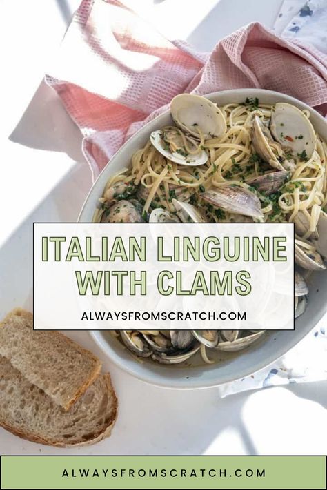 Discover the flavors of Italy with this Italian linguine with clams recipe! With tender clams, garlic, and a white wine sauce, this dish is a true Italian classic. It’s the perfect balance of fresh seafood and rich pasta, guaranteed to satisfy your cravings. Try this authentic linguine with clams for a meal that feels like a gourmet dinner. If you're craving classic Italian linguine and clams, this recipe is all you need! Clams Linguine White Wine, Linguine Clam Sauce, Linguini And Clam Sauce, Spaghetti And Clams Recipe, Recipes Using Italian Sausage, Italian Fish Recipes, Rigatoni Pasta Recipes, Linguine With Clams, Easy Italian Dinner