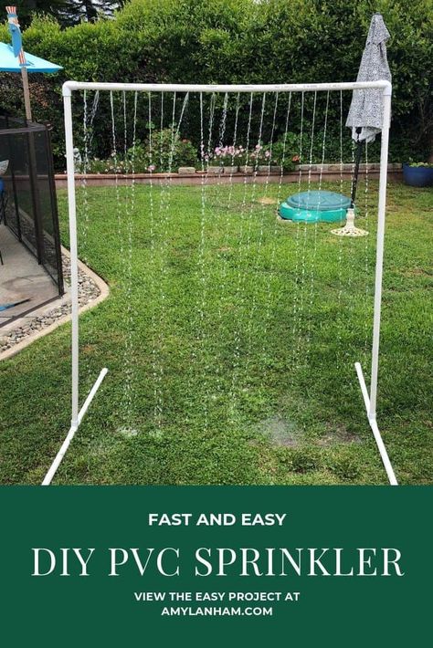 Pvc Pipe Sprinkler For Kids, Pvc Sprinkler For Kids, Pvc Pipe Water Play, Diy Water Sprinkler, Water Table Diy, Pvc Pipe Sprinkler, Pvc Sprinkler, Kids Sprinkler, Playground Ideas