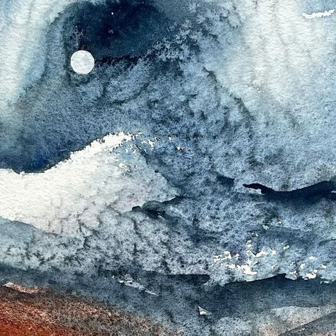 Anastasia Mily on Instagram: "I have always been fascinated by the watercolour textures created with salt but I have struggled to find the use for those textures in my work. But I tried playing with salt again last week and I loooove the results. This landscape has a slight abstract vibe which I have been seeking more of lately. Such incredible fun ✨" Watercolor Granulation, Watercolor With Salt, Anastasia Mily, Salt Watercolor, Watercolour Abstract, Flowers Paintings, Artwork Inspiration, Abstract Landscapes, Watercolor Flowers Paintings