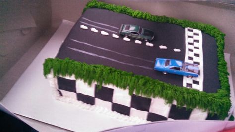 Drag strip cake Drag Strip Cake, Trucks Birthday Cake, Groomsman Cake, Bed Cake, Racing Cake, David Bradley, Truck Birthday Cakes, Cars Birthday Cake, 34th Birthday