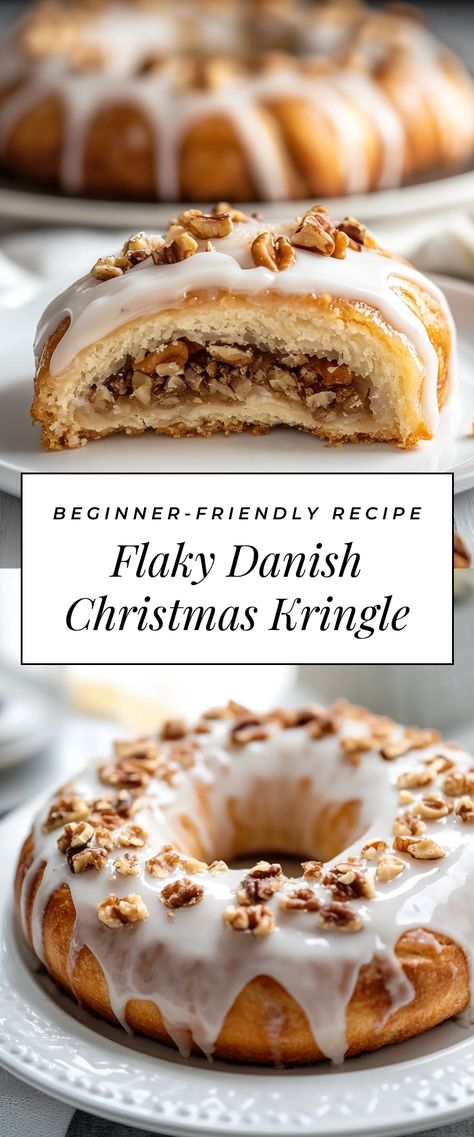 Image for Flaky Danish Christmas Kringle Candy Cane Bread Braid, Danish Christmas Food, Pecan Kringle Recipe, Non Traditional Christmas Dinner, Kringle Cookies, Holiday Pastries, Kringle Recipe, Traditional Christmas Dinner, Festive Baking