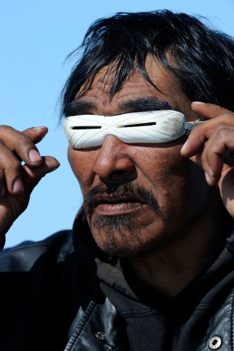 Alaskan Inuits' Iggaak Hunting Goggles Shutter Shades, Heart Shaped Glasses, Nike Shoe, Inuit Art, Snow Goggles, Shoe Lace, Lace Patterns, Old Man, Eye Glasses