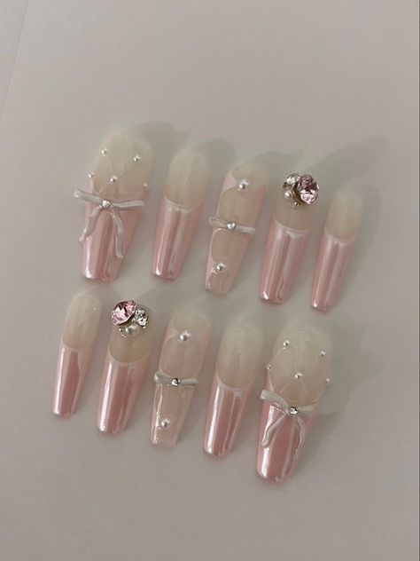 Ballet Nails, Asian Nails, Blush Nails, Pretty Gel Nails, Gel Press, Really Cute Nails, Soft Nails, Ballerina Nails, Kawaii Nails