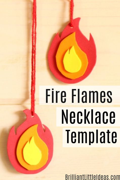 This is a great craft for your kids to make at a Fireman Birthday or just for a day of Fireman theme fun! Get your template here! Necklace Template, Fire Safety Preschool Crafts, Fireman Crafts, Fire Safety Crafts, Fire Truck Craft, Flame Necklace, Fire Safety Preschool, Firefighter Crafts, Safety Crafts