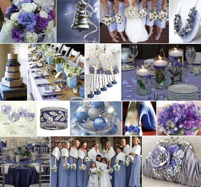 xmas wedding silver and  | Ideas by Andrea: Winter Color Combo: Periwinkle & Silver Xmas Wedding Ideas, February Wedding Colors, January Wedding Colors, Periwinkle Wedding, Wedding Food Display, Bridal Lounge, February Wedding, Winter Wedding Colors, Wedding Reception Dress