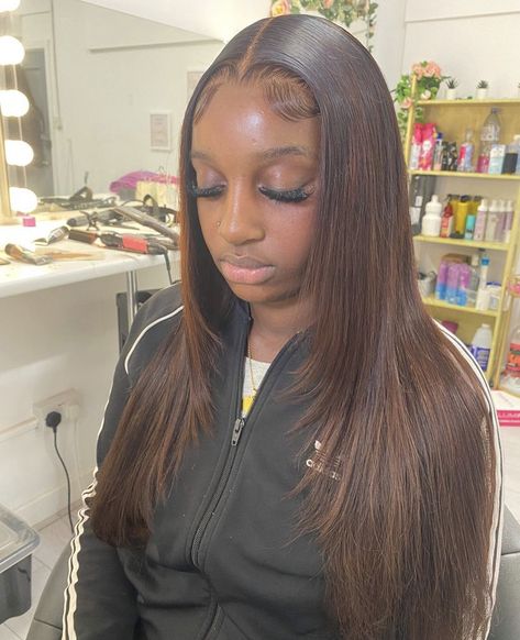 Grad Hair, Hair Colour Ideas, Brown Straight Hair, Hair Color Orange, Sew In Hair Extensions, Hair Color Chocolate, Y2k Hairstyles, Wig Ideas, Edges Hair