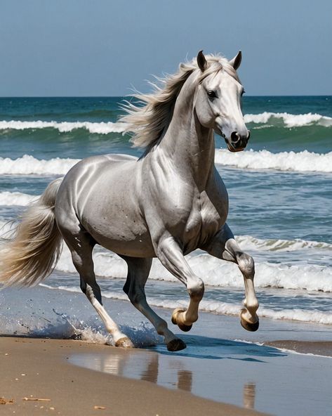 Pony Photography, Horses On The Beach, Horse At The Beach, Running Horses Hd Wallpaper, Horse On The Beach Photography, Horse Water, White Horse On Beach, Wild Animal Wallpaper, Beautiful Horses Photography