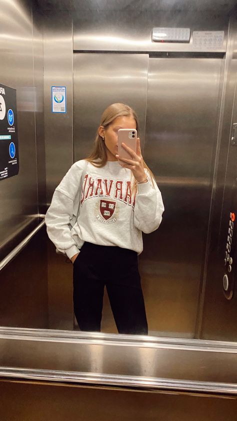 Harvard Sweatshirt, Imagination Quotes, University Outfit, Sweatshirt Aesthetic, Dream College, University Sweatshirts, Harvard University, Sweatshirt Outfit, Someone Like You