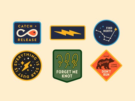 Simple Patches by Dan Cederholm on Dribbble Non Profit Logo, Patch Illustration, Collection Logo Design, Racing Patches, Baseball Reference, Bowline Knot, Outdoor Graphics, Clean Branding, Icon Ui