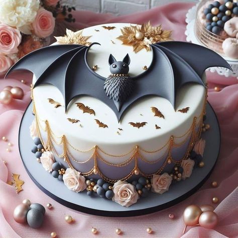 Candy Filled Cake, Gothic Cakes, Epic Cakes, Scary Halloween Cakes, Halloween Eats, Bat Cake, Gothic Cake, Witch Cake, Witchy Cat