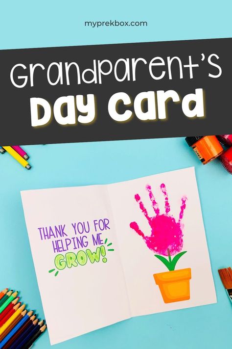 Grandparents Day Preschool, Handprint Cards, Grandparents Day Activities, Grandparents Activities, Grandparents Day Cards, Home Preschool, Grandparents Card, Grandparents Day Crafts, Preschool Fine Motor Activities