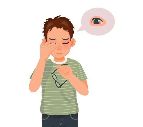 Young man has conjunctivitis or pink eye, sore and swollen eyes because of infection, irritation or inflammation allergies to dust Allergy Eyes, Crafts Bookmarks, Swollen Eyes, Eye Pain, Rules For Kids, Hot Wheels Garage, Diy Crafts Bookmarks, Eye Infections, Sore Eyes