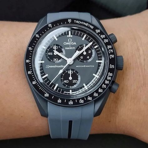 Omega X Swatch Moon, Richard Mille Watches Men, Swatch Omega, Mission To Mercury, Omega Moonwatch, Mens Digital Watches, Stylish Watches Men, Omega Speedmaster Moonwatch, Grey Watch