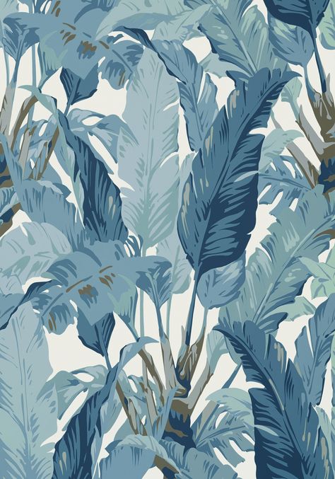 TRAVELERS PALM, Spa Blue, T10128, Collection Tropics from Thibaut Tree Leaf Wallpaper, Travelers Palm, Construction Wallpaper, Travellers Palm, Blue And White Wallpaper, Thibaut Wallpaper, Wallpapers Ipad, Palm Wallpaper, Tropical Wallpaper