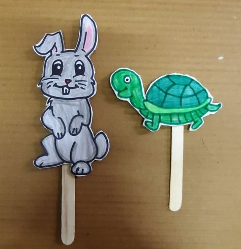 Hare And Tortoise Story Props, Rabbit And Tortoise, Prop Box, Story Props, Fast Sports Cars, The Art Of Storytelling, Birthday Cards Diy, Nursery Rhymes, Drawing For Kids