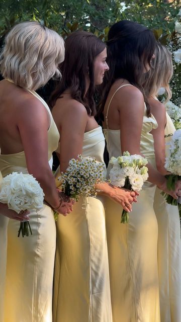 30A WEDDING CONTENT CREATOR | DESTINATION WEDDINGS on Instagram: "Being intentional with your wedding details >>> 🕊️🌼✨ This moment was just one of several that truly represented the bride and the groom as both individuals and a couple. 

Lanie’s bridal bouquet contained flowers from each of her bridesmaids’ bouquets to represent them as special pieces of her life standing by her on her wedding day 🥲💛

Content Creation: @sociallbymorgan 
Planning: @elegantpairings 
Florals: @showtimeeventsweddings 
HMUA: @kendrakbeauty @hmua.kristen @christacrowson_cosmetics 
Photography: @allysoncorbinphotography 
Venue: @watercolor_weddings 

•
•
•
•
#weddingcontentcreator #floridaweddingcontentcreator #30awedding #luxuryweddingcontentcreator #alabamaweddingcontentcreator #georgiaweddingcontentcreator Wedding With Two Bridesmaids, Each Bridesmaid Different Bouquet, Yellow Bridesmaid Dresses With Groomsmen, Bridesmaid Aesthetic, Yellow Bridal Bouquet, Venue Watercolor, Yellow Bridal Bouquets, Pieces Of Her, 30a Wedding