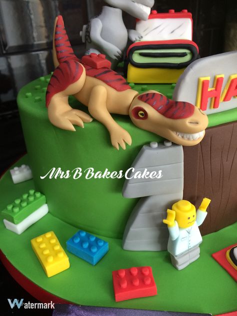 Jurassic Park Lego Birthday Cake for a 5 year old. Entirely handcrafted, entirely edible. 2016 Mrs B's Bespoke Cakes www.facebook.com/mrsbcakeologist/ Indian Food Catering, Lego Friends Party, Moustache Party, Bespoke Cakes, Lego Dinosaur, Lego Birthday Cake, Dino Cake, Lego Jurassic, Punjabi Food