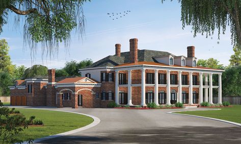 Southern Colonial two-story design, 6 bed, 8 bath, 9360 sq ft Southern Style Home, Colonial House Plans, Retirement House, Southern House, African Dance, Monster House Plans, Monster House, Southern House Plans, European House