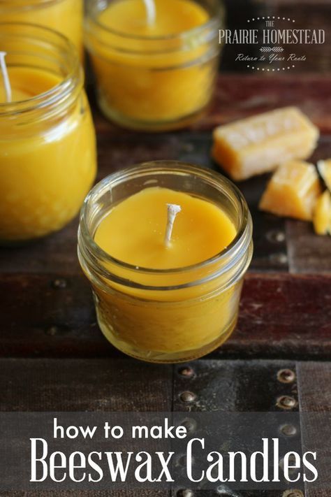 I didn't realize it was this easy to make beeswax candles-- it's pretty much melt and pour. And you can use any sort of cute container you have laying around. Lilin Aroma, Bee Wax Candles, Making Candles Diy, Homemade Candles, Beeswax Candles, Diy Candles, Candle Wax, Homemade Gifts, Candle Making