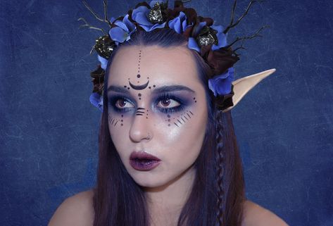 Blue Elf Makeup, Fantasy Elf Makeup, Wood Elf Makeup, Mipha Cosplay, Pagan Party, Elven Makeup, Sun Cosplay, Dark Fairy Makeup, Elf Makeup Tutorial