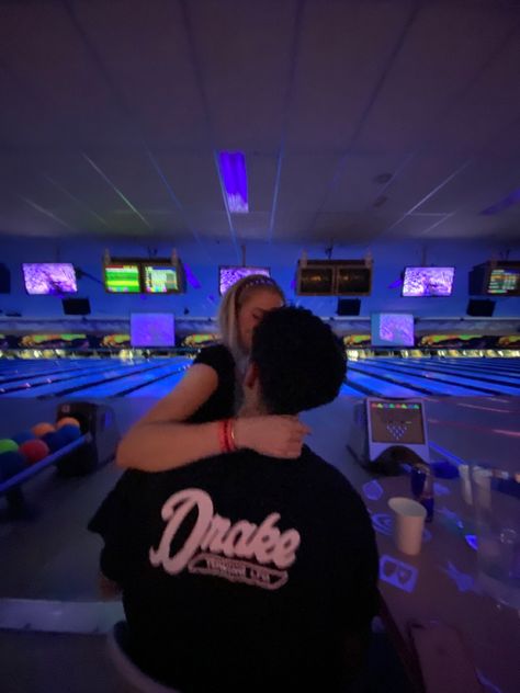 Cute Couple sitting together during a bowling date with neon lights Bowling Pictures, Physical Connection, Alphabet Dating, Romantic Boyfriend, Love Ideas, Dream Dates, Cute Date Ideas, Teenage Love, Night Couple