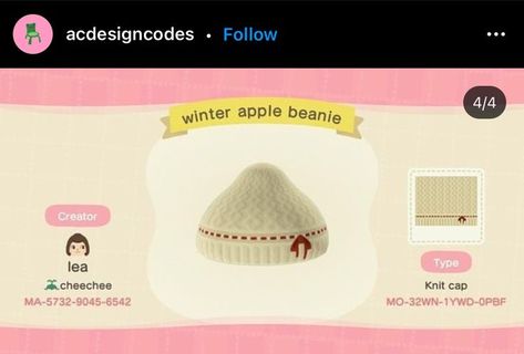 Animal Crossing Knit Cap, Animal Crossing Clothes Codes Winter, Animal Crossing Beanie Design, Animal Crossing Hat Pattern, Acnh Hat Pattern Grid, Acnh Coquette Clothes, Acnh Clothes Design Id Winter, Animal Crossing Hat Code, Animal Crossing Hats