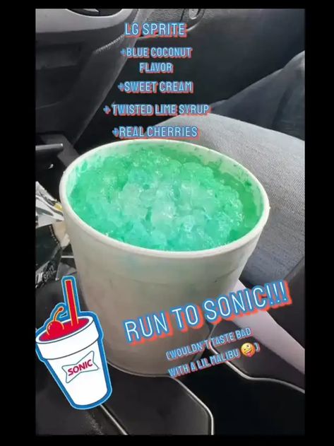 Sonic Drinks At Home, Sonic Sprite Drinks, Sonic Slushies Combinations, Dirty Sonic Drinks, Sonic Drink Ideas, Sugar Free Sonic Drinks, Sonic Secret Menu Drinks, Sonic Drink Orders, Sonic Drinks Combinations Ideas