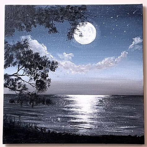 Moonlight with Seascape Acrylic Painting | artist, art, work of art, art of painting | Moonlight with Seascape Acrylic Painting #art #artist #artwork #acrylic #painting #eldrawingarts #acrylicpainting #seascapepainting | By El Drawing Arts | Facebook Painting Moonlight, Seascape Acrylic Painting, Acrylic Portrait Painting, Art Of Painting, Drawing Arts, Artwork Acrylic, Painting Sunset, Painting Artist, Seascape Paintings