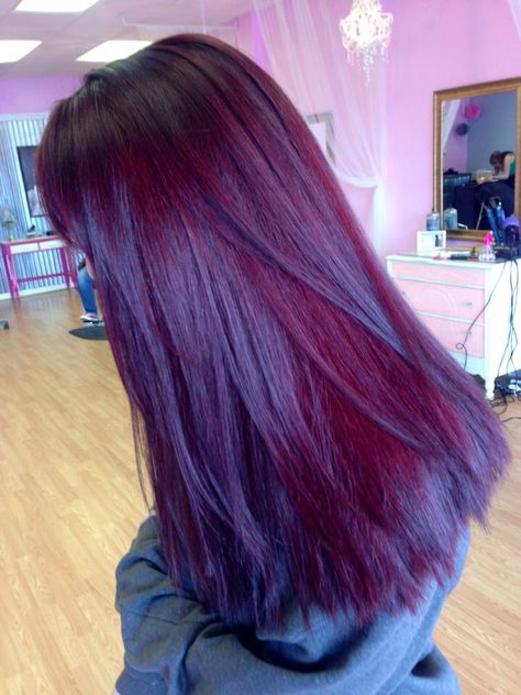 Deep violet red hair done by Amber at Dollface Salon! I needed a change for Fall. :) Dark Magenta Hair, Pinkish Purple Hair, Violet Red Hair, Eggplant Hair, Deep Purple Hair, Red Purple Hair, Trend Hairstyle, Red Violet Hair, Violet Hair Colors