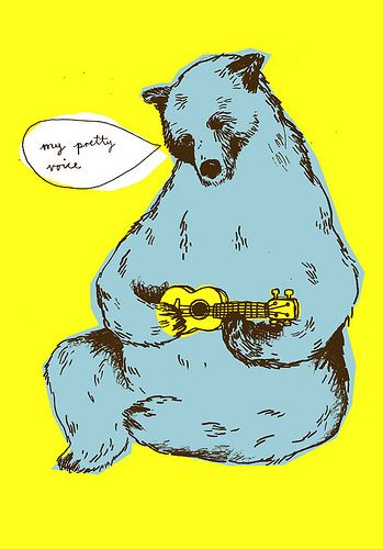 a bear playing ukulele - this might be me. Although the bear might hold a better note... Ukulele Art, Cool Ukulele, Two Bears, Ukulele Music, Posca Art, Ukulele Chords, Sketch Style, Mia 3, Ukelele