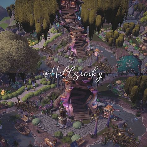 Rapunzel’s tower in the glade 🥹 i found it hard to decide whether or not to keep her in eternity isle but I decided to put her in the… | Instagram Glade Of Trust Inspiration, Dream Light Valley Glade Of Trust, Fairy Godmother House Dreamlight Valley, Dreamlight Valley Rapunzel Tower, Dreamlight Valley Haunted Mansion, Dreamlight Valley Mother Gothel House, Dreamlight Valley Design Ideas Glade, Ddlv Glade Of Trust Ideas, Glade Of Trust Dreamlight Valley Ideas