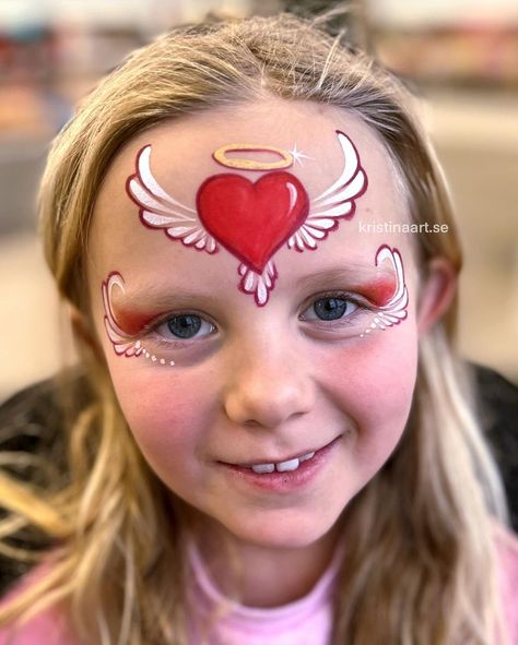 😇💕 #angel #ansiktsmålning #facepaint #facepainter #facepainting #facepaints #facepaintersofinstagram #pinturafacial #аквагрим #аквагримм … | Instagram Heart Face Paint, Kids Face Paint, Pintura Facial, Heart Face, Face Painting Designs, Painting Designs, Angel Face, Face Painting, Face Paint