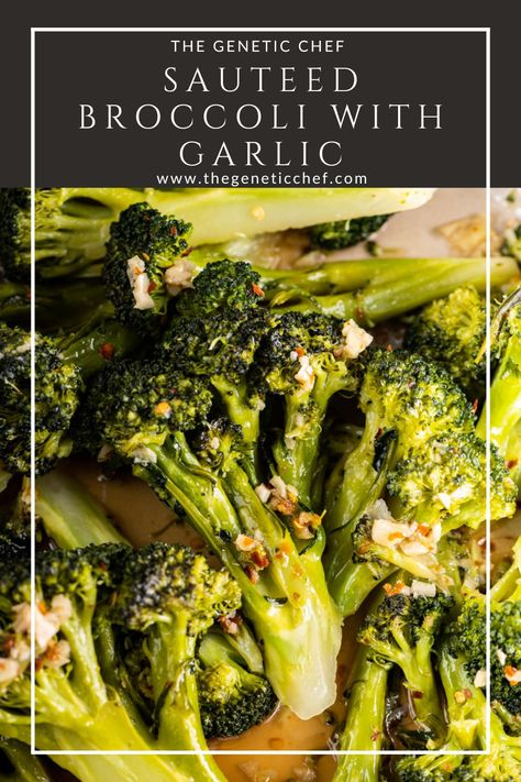 Sauteed broccoli with garlic and oil is an Italian classic side loaded with garlic - at least in my family - and it’s delicious! So simple to make and it’s good hot, warm, or even cold. It’s a perfect side for your table that everyone will enjoy. #sauteedbroccoli #broccoli #sides #Italian #Italianrecipes | @thegeneticchef Garlic Butter Parmesan Broccoli, Sauteed Broccoli With Garlic, Brocoli Garlic Recipe, Olive Garden Broccoli Recipe, Chinese Sauteed Broccoli, Steamed Garlic Broccoli, Sauteed Mushrooms And Broccoli, Broccoli Seasoning Ideas, Cooked Broccoli Recipes On Stove