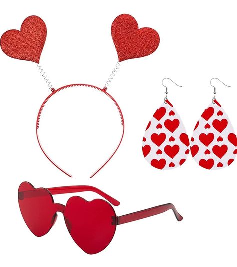 Valentines Costume Heart Headbands & Glasses Earring Heart Head Boppers Hair Accessories for Holiday Festival Party Women Girls Valentines Day Accessories, Red Heart Sunglasses, Heart Headband, Heart Accessories, Valentines Earrings, Party Women, Plastic Headband, Heart Sunglasses, Valentines Day Party