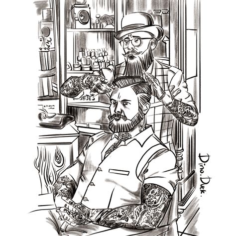 Barber Drawing, Barber Cartoon, Barber Illustration, Majestic Art, Barber Man, Tapered Haircut, Human Figures, Reference Poses, Human Figure