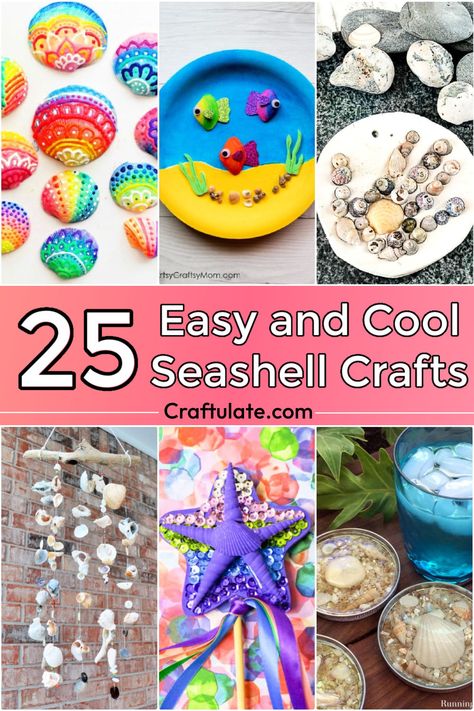 25 Easy Seashell Crafts and Decor Ideas Shell Crafts For Kids, Seashell Crafts For Kids, Diy Seashell Crafts, Aquarium Craft, Garden Crafts For Kids, Snail Craft, Seashell Frame, Turtle Crafts, Dance Camp