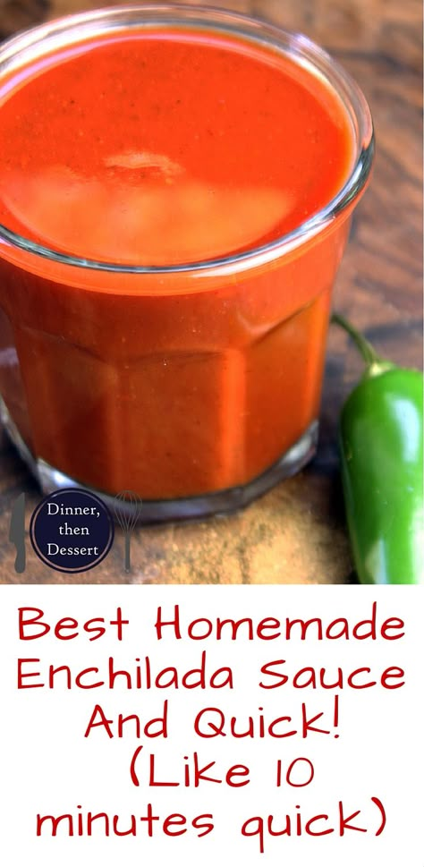 Ditch the can, feel like you're at your favorite Mexican restaurant in ten… Enchilada Sauce Easy, Dinner Then Dessert, Homemade Enchilada Sauce, Homemade Enchiladas, Homemade Tortillas, Mexican Foods, Red Sauce, Enchilada Sauce, Homemade Sauce