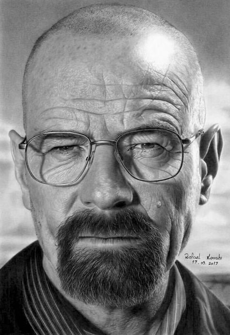 black and white realistic drawing Walter White Drawing, Realistic Face Drawing, Portrait Au Crayon, Old Man Portrait, Realistic Sketch, Hyper Realistic Paintings, Realistic Pencil Drawings, Actor Headshots, Face Drawing Reference