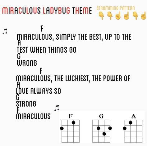 Ukulele version of theme song to “Miraculous Ladybug” TV show Spongebob Theme Song Ukulele, Ukulele Chords Songs Disney, Spongebob Ukulele Chords, Lemon Tree Ukulele Chords, Ukelele Disney Songs, Miraculous Ladybug Theme Song, Learning Ukulele, Avengers Theme, Up Theme