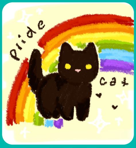 Pride Icons Aesthetic, Pride Month Drawings, Pride Month Pfp, Pride Doodles, Cat Art Aesthetic, Pride Month Art, Noteit Ideas, Cute Cat Art, Cat Facts