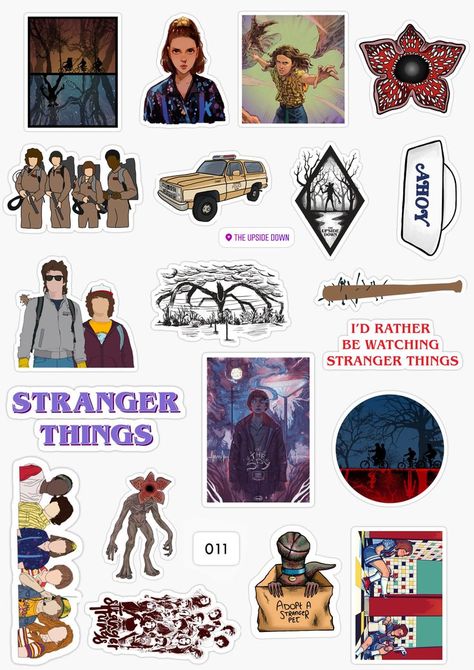 Stickers Stranger Things Images To Print, Printable Stickers A4 Size, Stickers Aesthetic Stranger Things, Stikers Stranger Things, Stranger Things Stickers Printable, Stranger Things Template, Stranger Things Printables, Stranger Things Clipart, Stickers Stranger Things